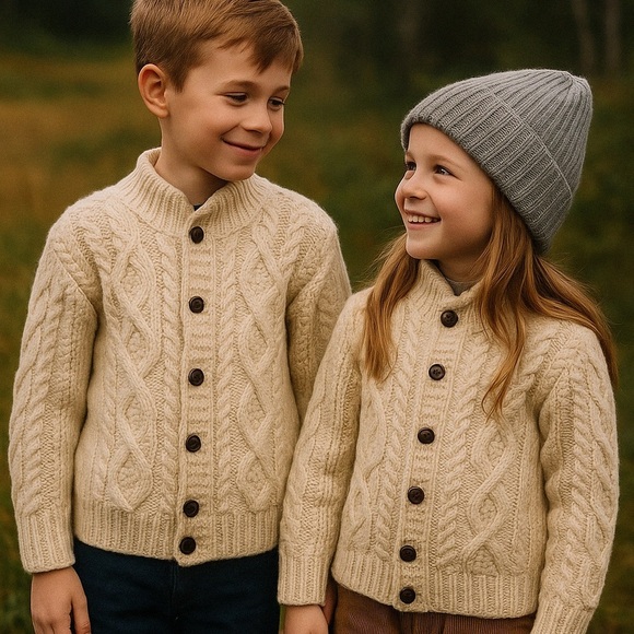 Blarney Woolen Mills Kids Handknit In Ireland Fisherman's Sweater Size Unknown - Picture 1 of 12